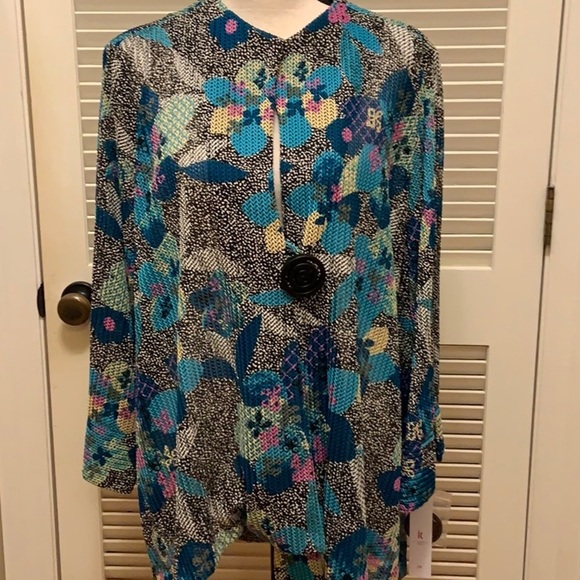 16. IC By Connie K Asymmetrical Jacket in Teal - Picture 2 of 16